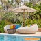 Beige 9.5 Ft Patio Umbrella with Air Vent 3-Position Tilt Rustproof Wooden Pole and Polyester Canopy